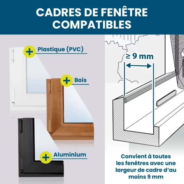 Moustiquaire magnétique aimantée pour fenêtre (150x130cm max) – Image 7