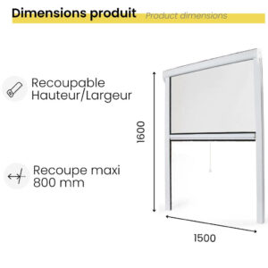 store moustiquaire enroulable fenêtre recoupable 150x160