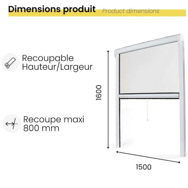 store moustiquaire enroulable fenêtre recoupable 150x160
