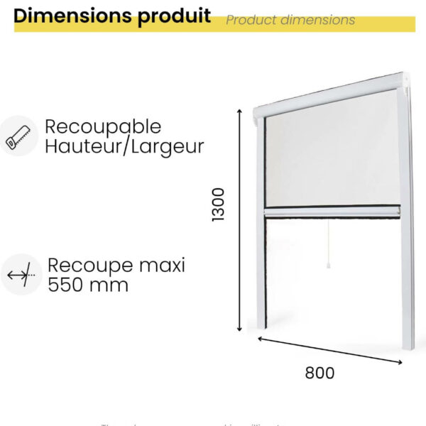 Store Moustiquaire déroulable pour fenêtre (80x130cm recoupable) – Image 8