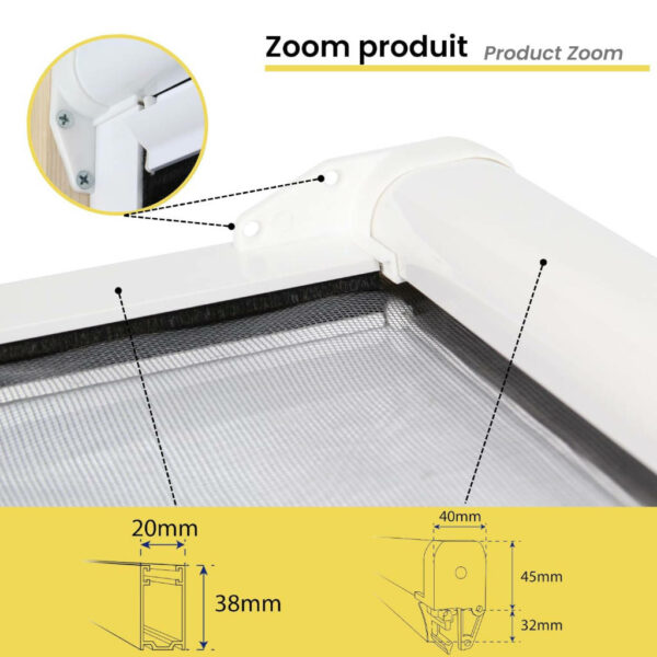 2 Stores Moustiquaires déroulables pour fenêtre (130x160cm recoupable) – Image 6